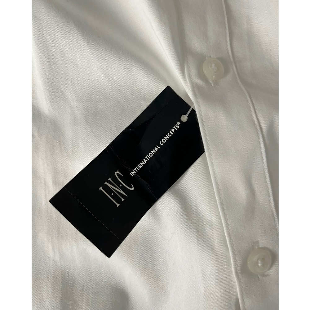 INC International Concepts Men's XL White Dress Shirt Black Stripe Long Sleeve - Picture 4 of 9